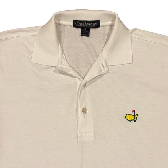 The Masters Golf Polo Shirt Mens Sz Medium White Short Sleeve Pima Cotton Preppy - Picture 3 of 9